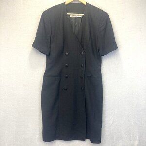 Vintage 90s Tahari Double Breasted Dress Womens 14 Minimalist Old Money USA